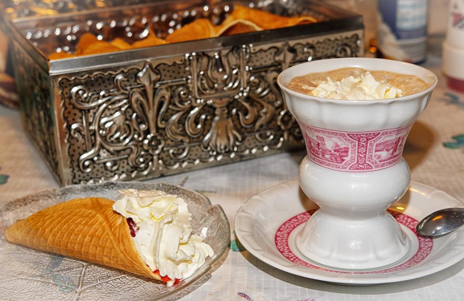 creamy dessert with delicious coffee