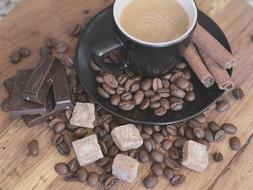 hot coffee sprinkled with beans