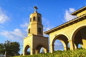 church tower in the bright sunshine