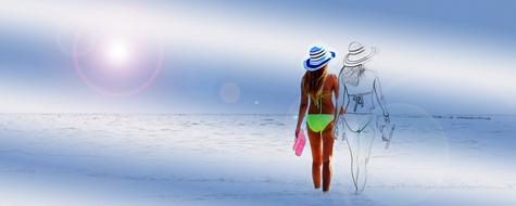 girl swimsuit beach sea