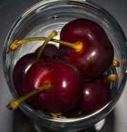 Sweet cherries in a glass jar
