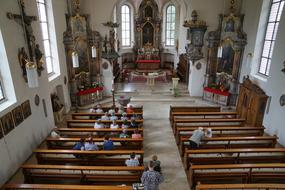 church pews view temple