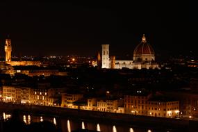 city at night in the light of lanterns