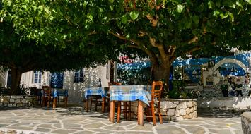 terrace with outdoor cafe