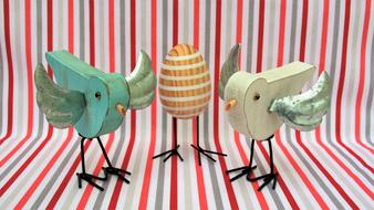 Birds Wooden Egg