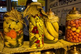 Pickled vegetables in a jar