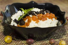 Delicious porridge with pieces of fruit