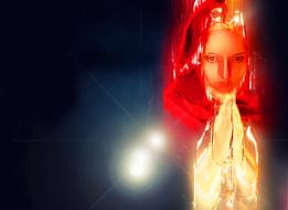 girl red night background