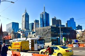 cab car drives in the city