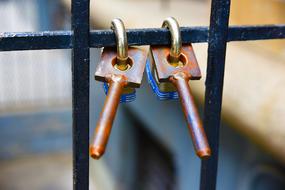 keys rusty fence view