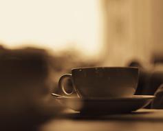 hot mug of tea on the table