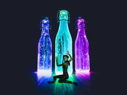 the girl with the colored bottles