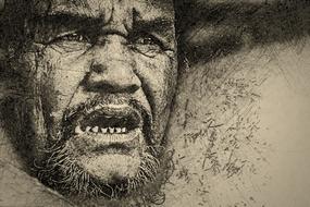 man face portrait age fold male