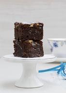 Chocolate dessert on a white base