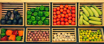 colored vegetables in the marketplace window