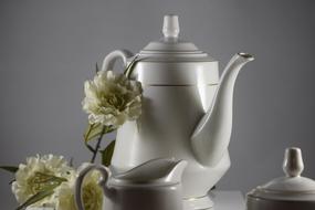 tea set with flower