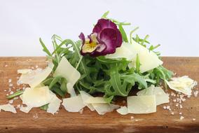 arugula with cheese slices