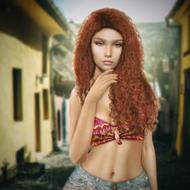 clipart of brunet curly hair girl