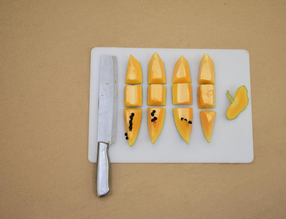 Sliced sweet papaya