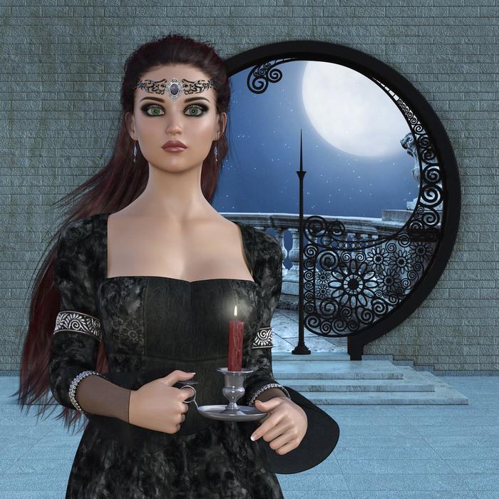 fantasy door moon stone wall
