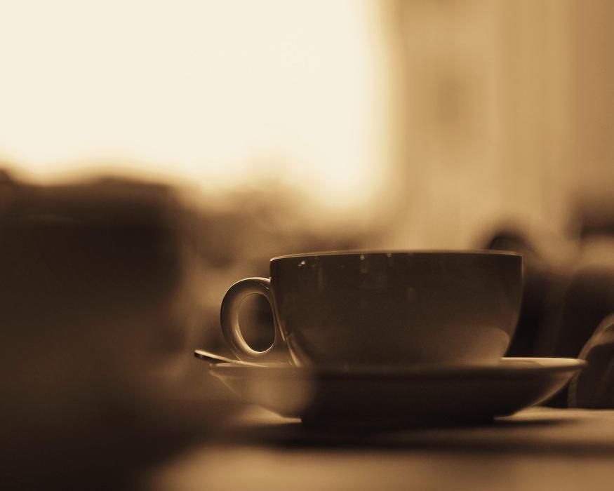 hot mug of tea on the table
