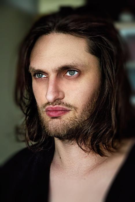Portrait of angry adult face