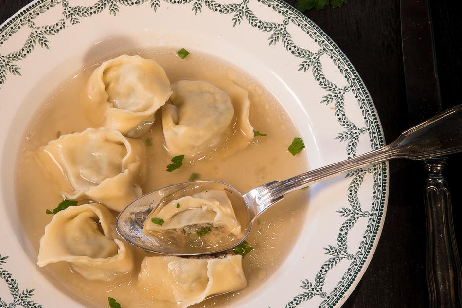 meat dumplings in broth