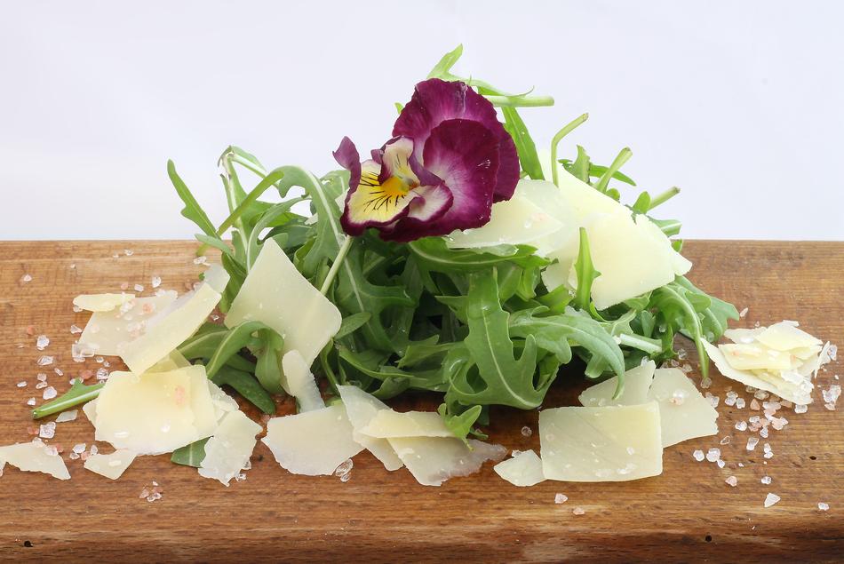arugula with cheese slices