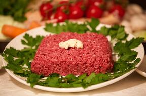 raw minced meat with vegetables