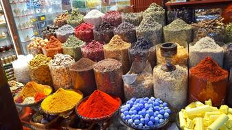 market with spices and fruits