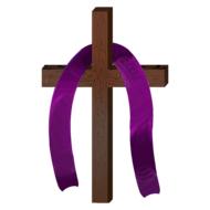 purple ribbon on the cross