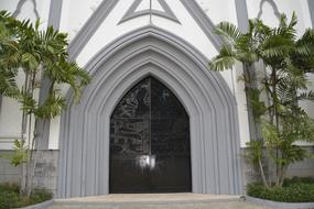 white church with doors