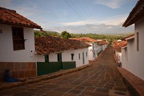 houses and a cobbled street in Barichara, Colombia