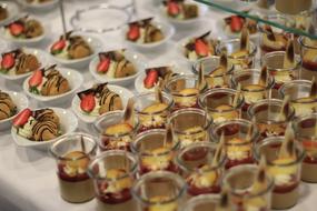 delicious sweet dessert in glasses