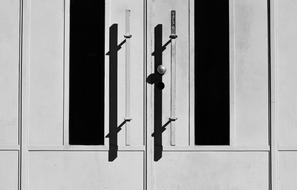 shadow reflecting the handles on the doors