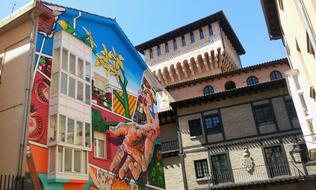 colorful facade with balconies