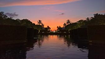Pool Sunset Reflection