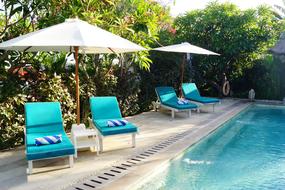 pool deckchairs