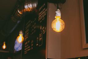 beautiful interior of a cafe with lamps