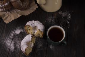 sweet pastries with a hot beverage