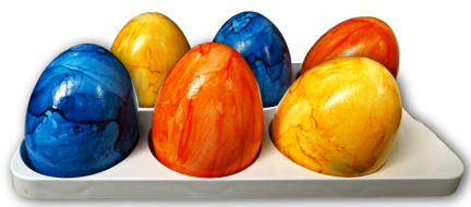 Colorful easter eggs in a box