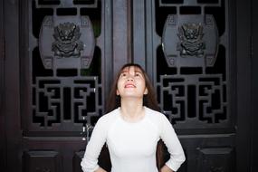 Traditional door and girl