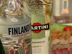 Vodka and martini close up