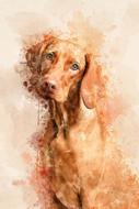 dog nature forest painting