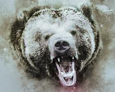 aggressive bear in the snow