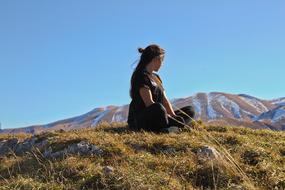 Girl Camping at Mountain