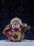 toy owl in a winter hat