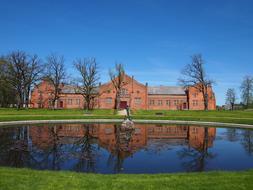 architectural building by the lake