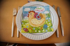 colored napkin on a plate