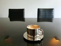hot coffee on the office desk